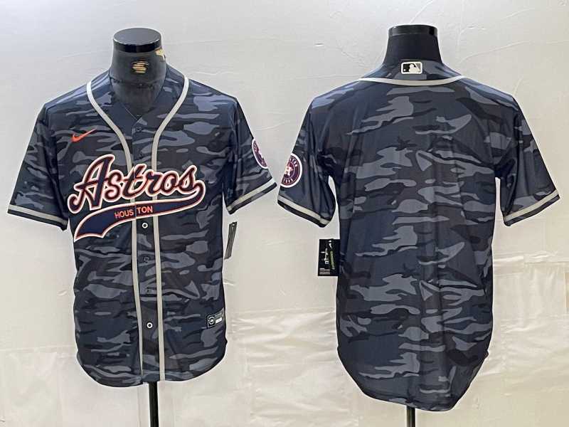 Men%27s Houston Astros Blank Gray Camo Cool Base Stitched Jersey->colorado rockies->MLB Jersey